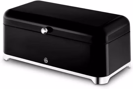 Swan Solace Bread Bin in Black Stainless Steel
