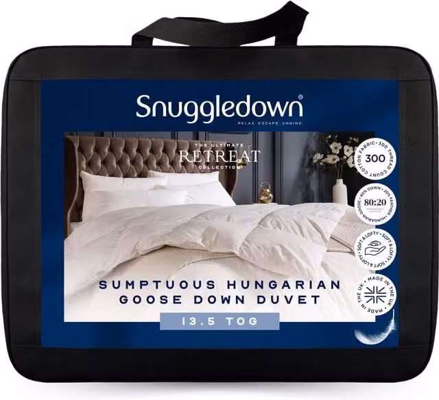 Snuggledown Retreat Hungarian Goose Down Winter Duvet, 13.5 Tog, White, Super King