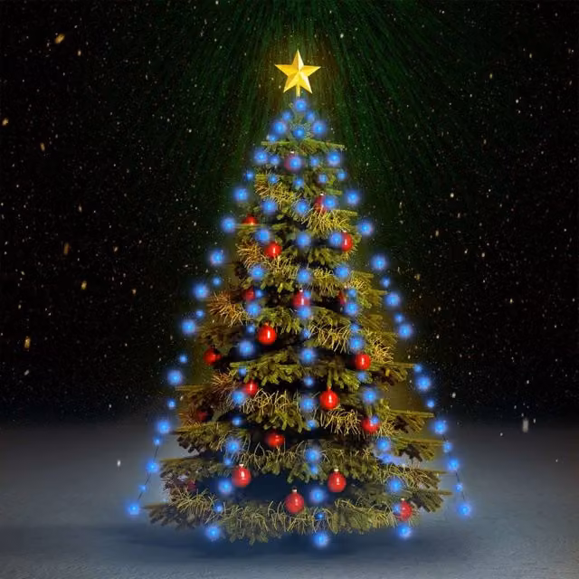 Berkfield Home Blue Christmas Tree Net Lights with 210 LEDs, 210 cm