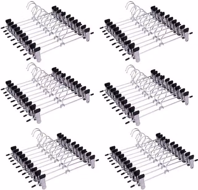 VOGREX 60-Piece Silver Metal Clothes Hangers with Non-Slip Clips
