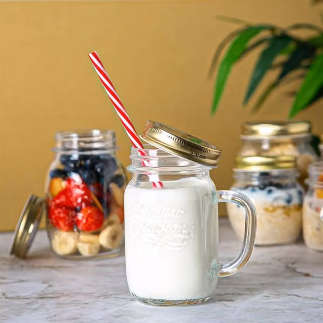 Bormioli Rocco Quattro Stagioni Mason Jar Tumblers, Clear, 415 ml, Pack of 6