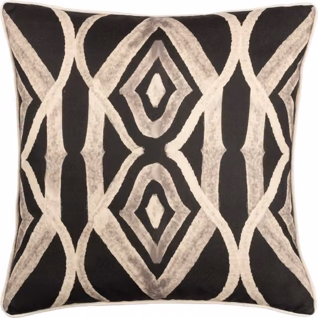Make it a Home Cape Ikat Reversible Square Cushion in Black with Polyester and Feather Filling