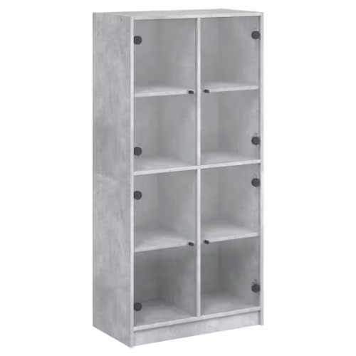vidaXL Modern Highboard Sideboard in Concrete Grey Engineered Wood with Doors and Storage