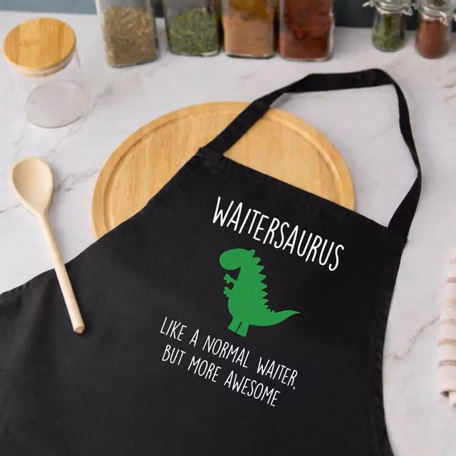 60 Second Makeover Waitersaurus Men's Waiter Dinosaur Apron in Black