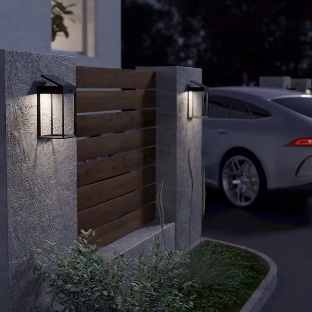 Eglo Suzzara LED Solar Wall Light with Motion and Dusk Sensor, Black