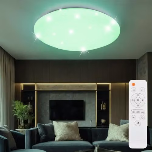 Netlighting Atreju I RGB LED Ceiling Light in White, Dimmable with Remote Control