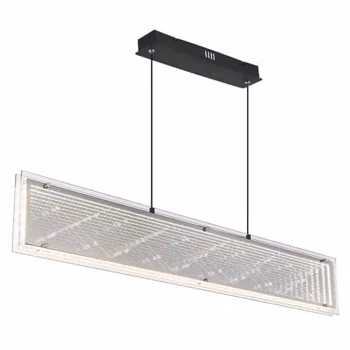 Globo Lighting Mirrora Bar Pendant Light in Black and Chrome with LED and Mirror Effect, W/D/H: 120 x 40 x 8 cm