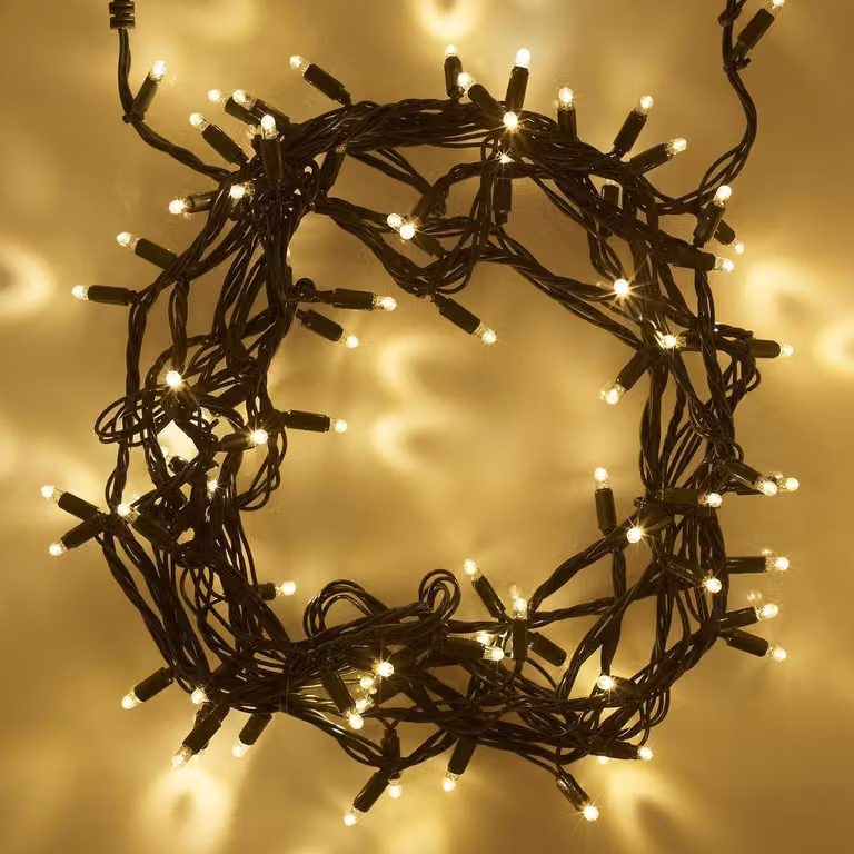 Core Connect 200 Warm White Connectable Fairy Lights with Green Cable, 20m