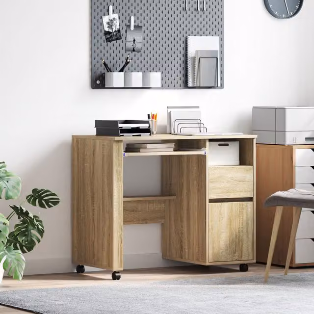 Berkfield Home Sonoma Oak Computer Desk in Brown