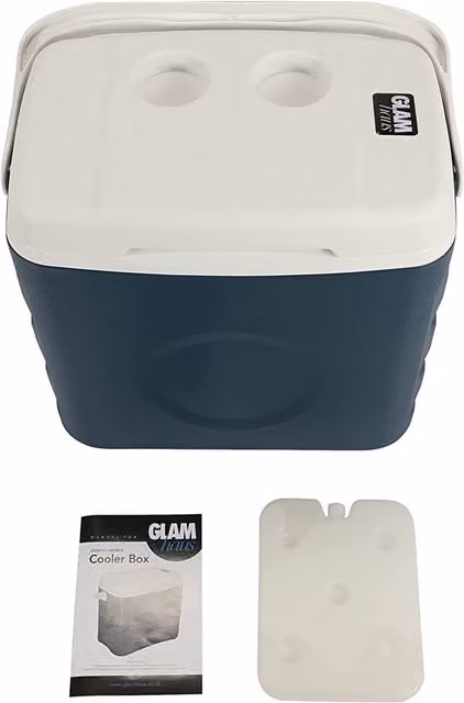 GlamHaus 30L Portable Picnic Cooler Box with Ice Pack in Blue
