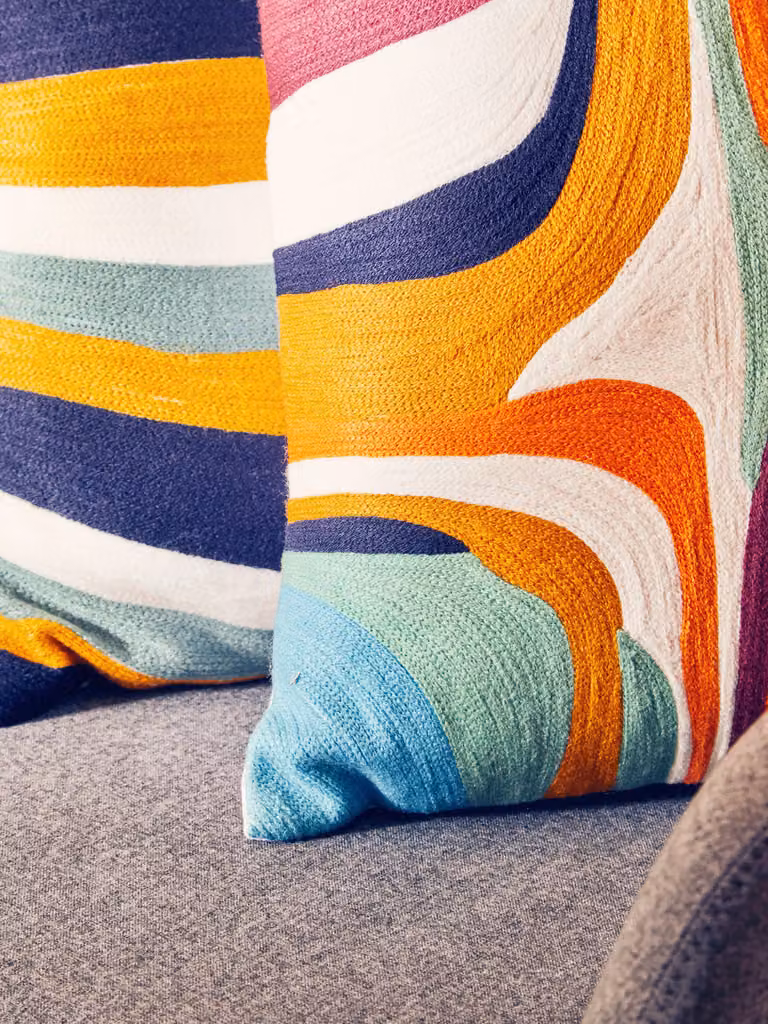 Orsina Bosie Ozella Multicolour Abstract Graphic Design Cotton Rectangular Cushion