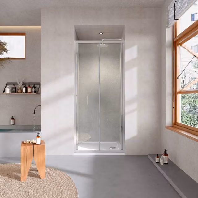 Bathroom Kingdom Shire 6mm Bifold Shower Door, Silver, W: 760mm, H: 1900mm