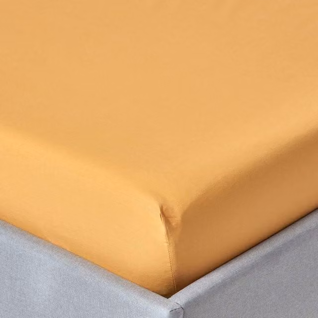 Homescapes 200 Thread Count Egyptian Cotton Percale Extra Deep Fitted Sheet, Yellow, 200 x 200 cm