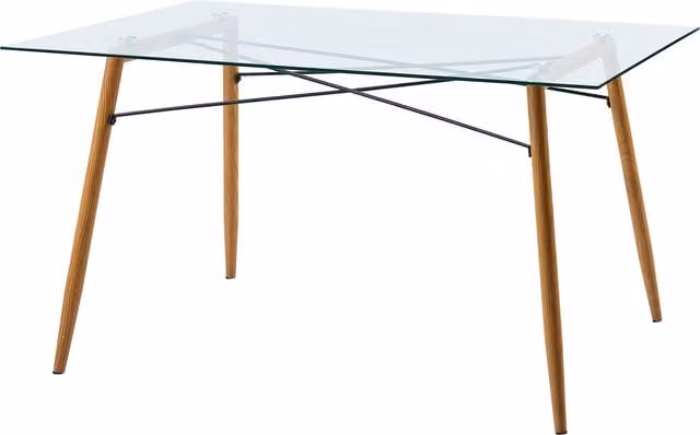 Teamson Home Versanora Minimalist Rectangular Kitchen Dining Table with Glass Top, Brown