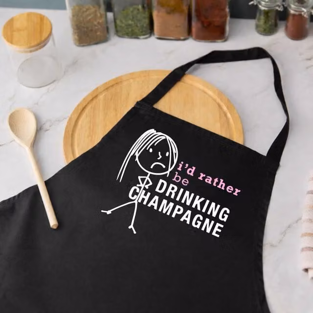 60 Second Makeover Women's I'd Rather Be Drinking Champagne Apron in Black