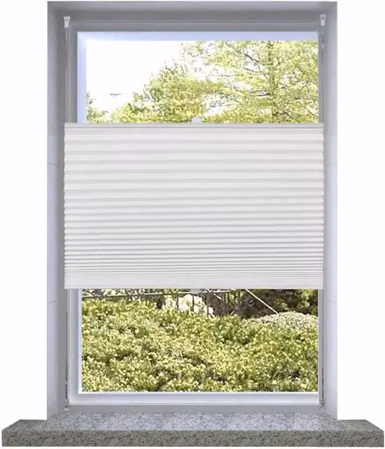 Berkfield Home White Single Pleat Plisse Blind, W: 70 cm, H: 125 cm