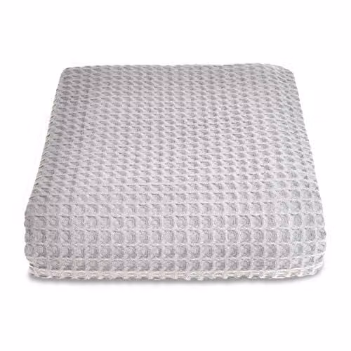 Allure Bath Fashions Waffle Pique Cotton Throw Blanket, Grey, W: 225 cm, D: 250 cm