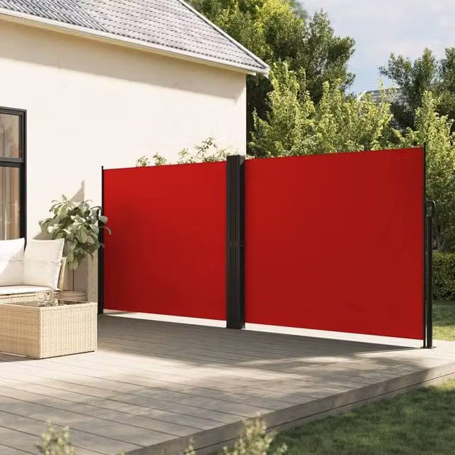 Berkfield Home Red Retractable Single Side Awning with Polyester Fabric, W/H: 1000 x 160 cm