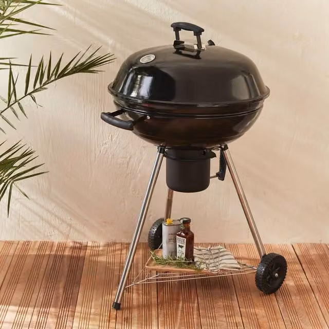 sweeek Charcoal Kettle Barbecue in Black with Thermometer