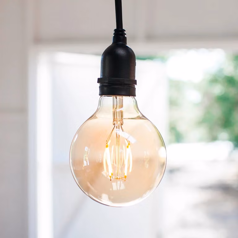 5 Pack of Large Globe E27 1W LED Amber Filament Bulbs in Warm White
