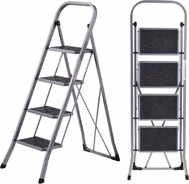 MasterWorx 4 Step Ladder in Grey, Height: 126.5 cm