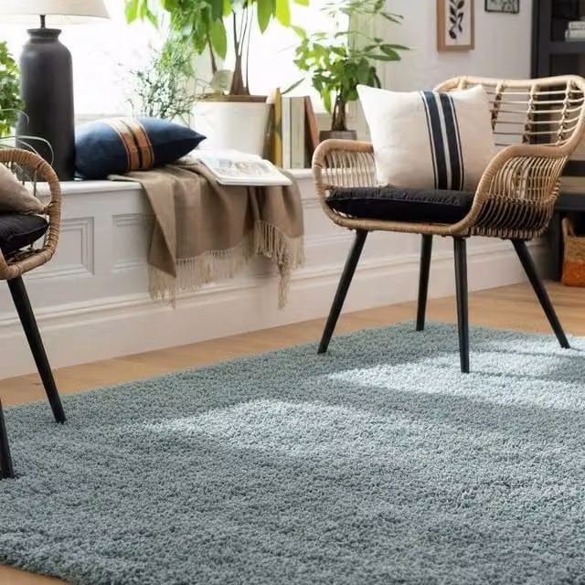 Kukoon Light Blue Shaggy Rug, Soft Plush Pile Rectangular Carpet for Bedroom or Hallway, W: 200 cm, D: 290 cm