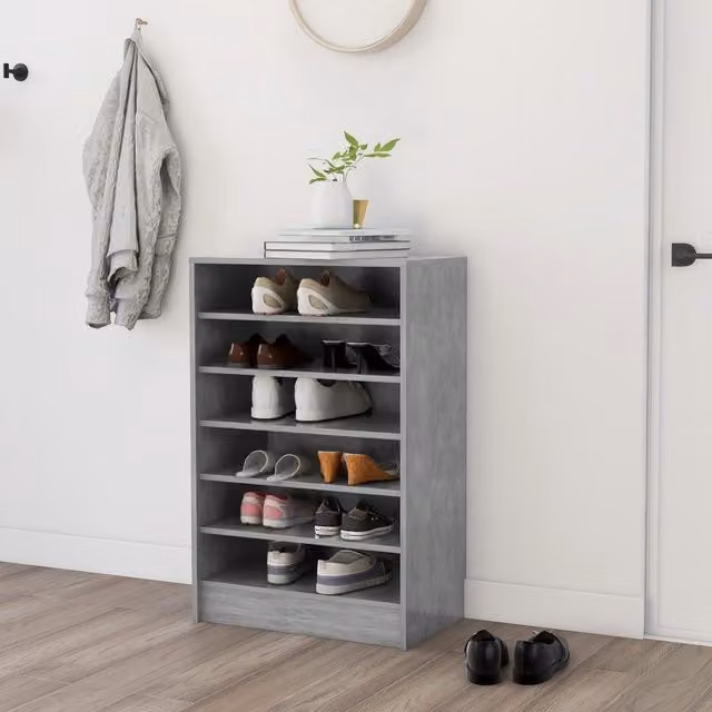 Berkfield Home Modern Grey Shoe Cabinet with Internal Shelves, W/D/H: 60 x 35 x 92 cm