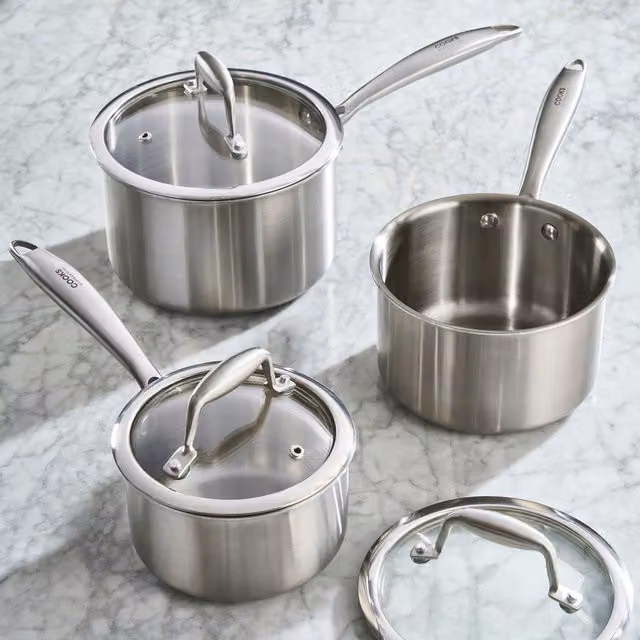 Cooks Professional Tri-Ply Ceramic Cookware Set in Silver, 3-Piece, 18cm