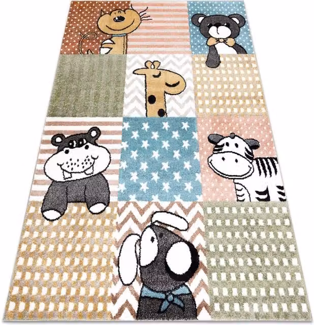 RugsX Fun Animal Print Childrens Rug, Multicolour, W: 160 cm, L: 220 cm