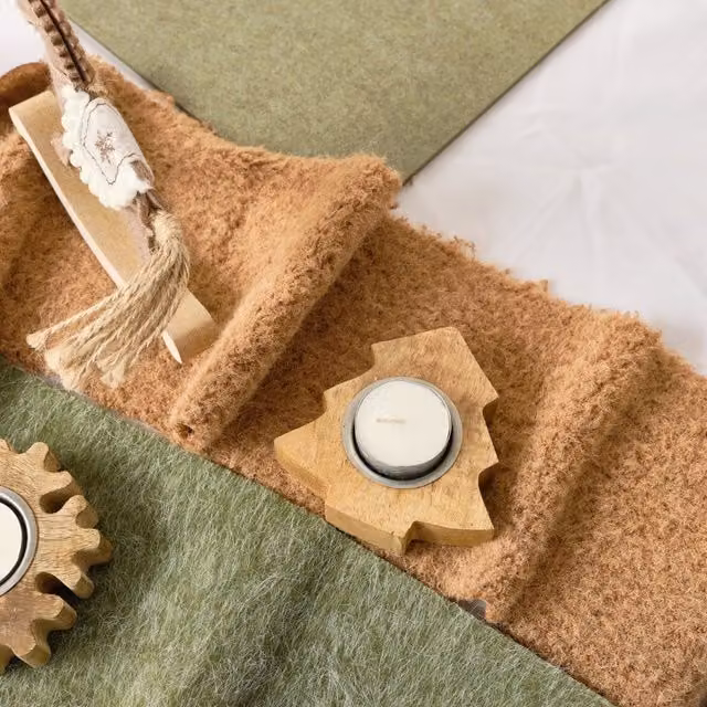 Melody Maison Beige Wool Table Runner
