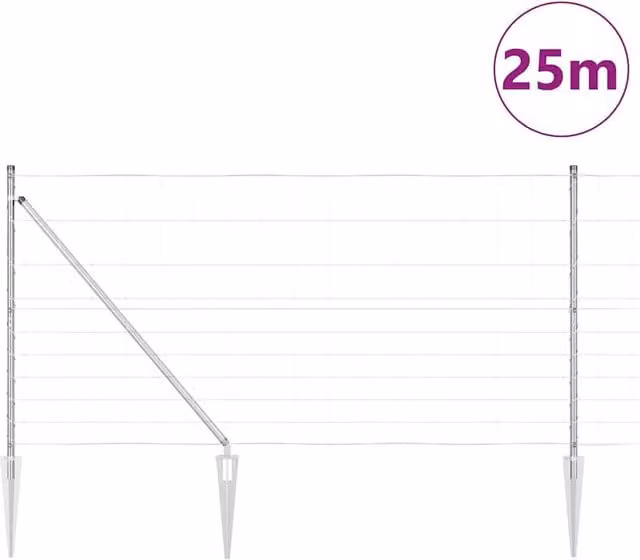 Berkfield Home Modern Field Fence in Silver Galvanised Steel, H: 120 cm x L: 25 m