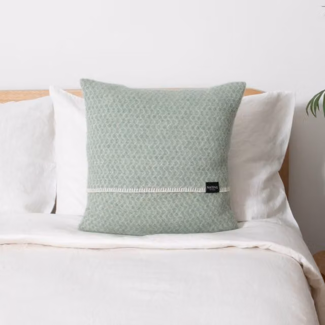 Native Natural Green Wool Square Cushion Cover W/D/H: 45 x 45 x 45 cm