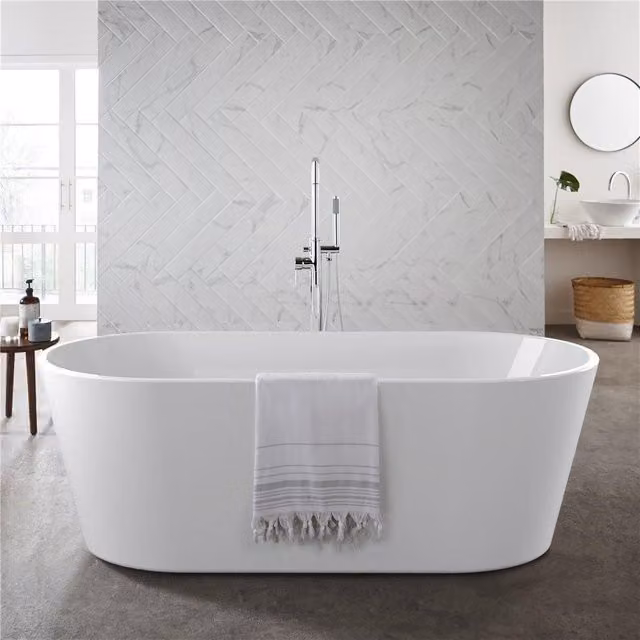 Clifton Premium Round Freestanding Acrylic Bath in White W: 160 cm, D: 75 cm