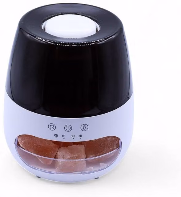 KDMD Salt Stone Flame Effect Aroma Diffuser with Colour Change and Timer in Black