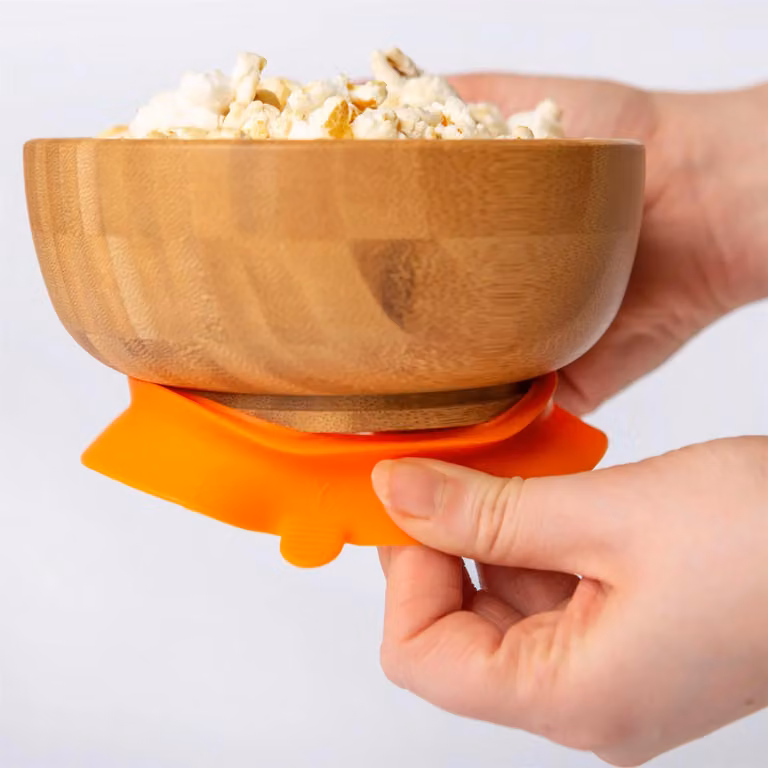 Tiny Dining Bamboo Baby Suction Bowl and Spoon Set in Orange