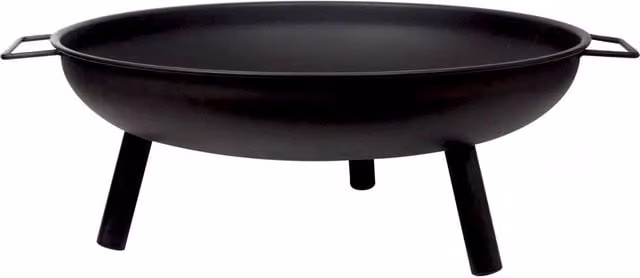 Crystals Large Round Steel Fire Pit and BBQ Grill in Black