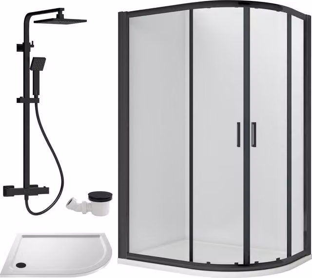 Balterley White Offset Right Quadrant Shower Tray W: 1200 cm, D: 80 cm