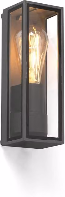 Faro Tamashi Outdoor Box Wall Lamp in Grey with Glass and Aluminium
