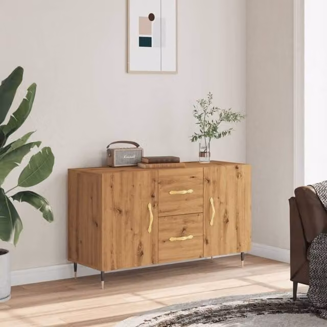 Berkfield Home Artisan Oak Sideboard in Brown, W/D/H: 100 x 36 x 60 cm