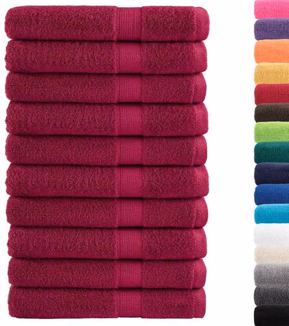 Berkfield Home SOLUND Premium Cotton Terry Towel Set, 10 Pieces, Bordeaux Red, 600gsm, W: 100 cm x L: 200 cm