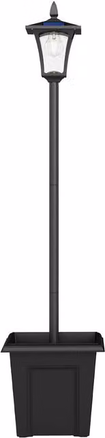 Outsunny Black Aluminium Solar LED Garden Lamp Post with Planter and Dusk Sensor