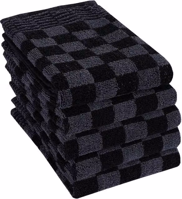 Berkfield Home 20 Piece Checked Cotton Towel Set in Black, Grey and Multicolour