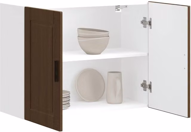Berkfield Home Porto Brown Oak Kitchen Wall Cabinet with Hinged Doors and Internal Shelves