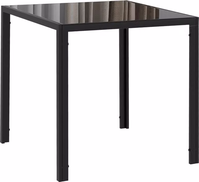 HOMCOM Modern Square Dining Table with Glossy Black Glass Top and Metal Legs, W/D/H: 80 x 80 x 75 cm