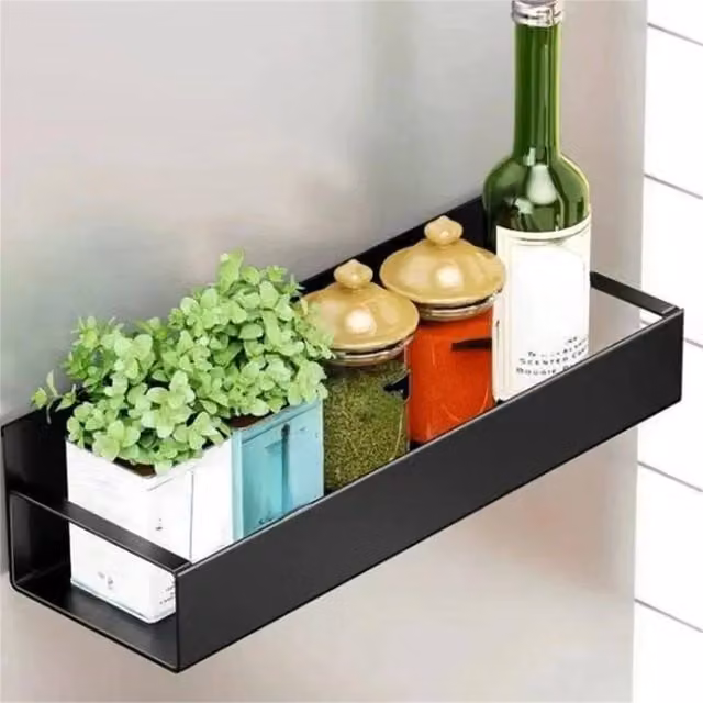 Nordara 4 Pack Black Metal Magnetic Storage Racks for Kitchen and Refrigerator