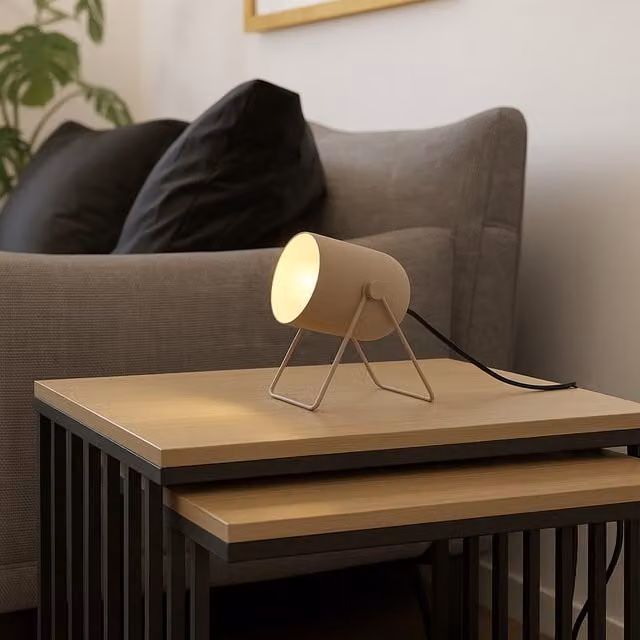 Eglo Tilston Minimalist Metal Desk Lamp in Beige
