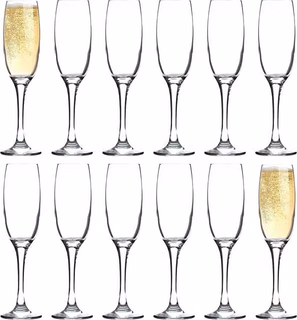 Argon Tableware Classic Champagne Flutes, 220ml, Pack of 12, Transparent