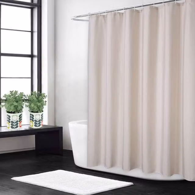 London Boutique Waterproof Polyester Shower Curtain in Beige, W: 121.92 cm, H: 182.88 cm