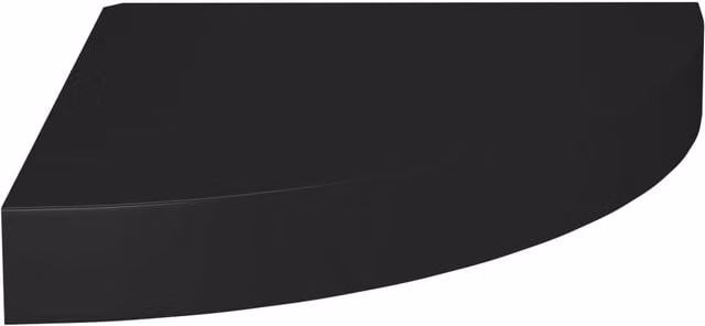 Berkfield Home Set of 4 Durable Black MDF Floating Corner Shelves, W/D/H: 25 x 25 x 3.8 cm
