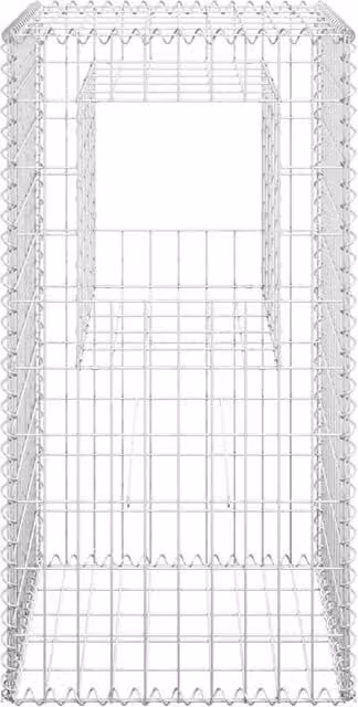 Berkfield Home Durable Steel Gabion Basket Post in Silver, W/D/H: 50 x 50 x 100 cm